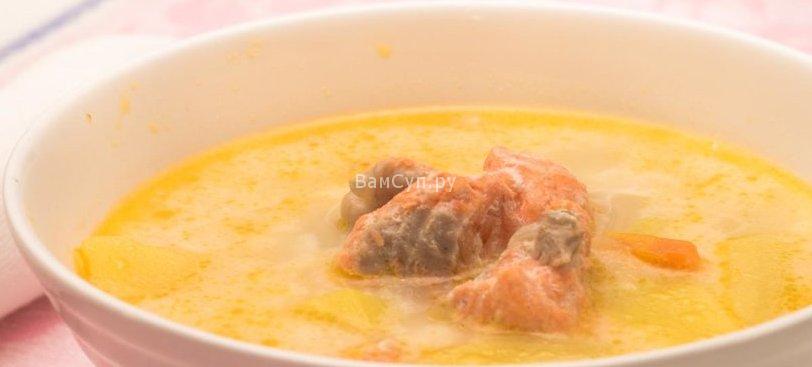 Суп с лососем сливками и сыром
